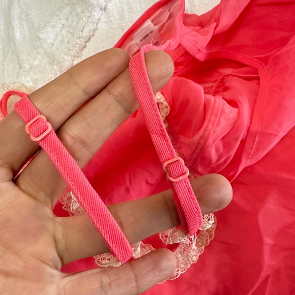 VTG Y2K Victoria Secret babydoll lingerie sheer lace silky pink size L coquette - Picture 8 of 11